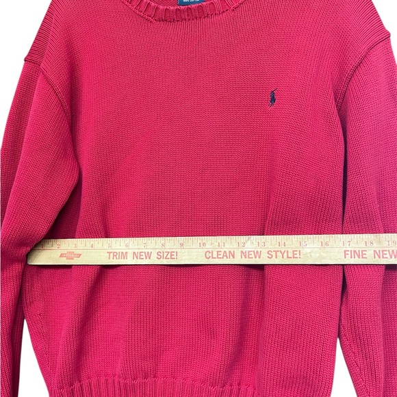 Vintage Polo by‎ Ralph Lauren Classic Red Crewneck Knit Sweater, Sz L - Picture 3 of 5